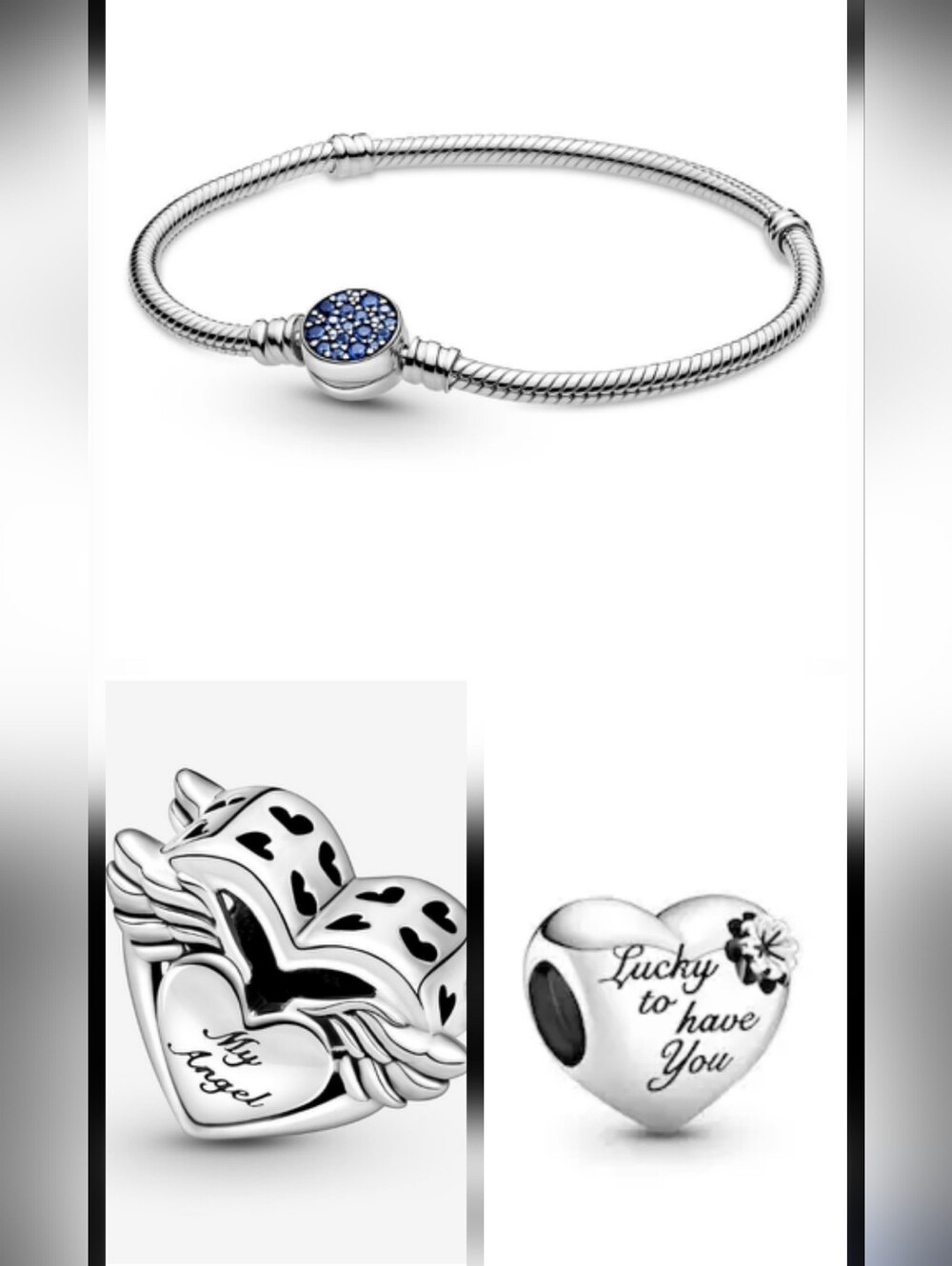 Bundle Pandora Charm Blue Disc Bracelet And 2 Charms